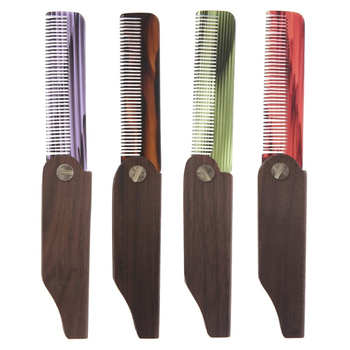 MAANGE Portable Fashion Beard comb walnut handle comb acetate Folding Pocket Moustache Comb Chic Hair Care Styling Tools New